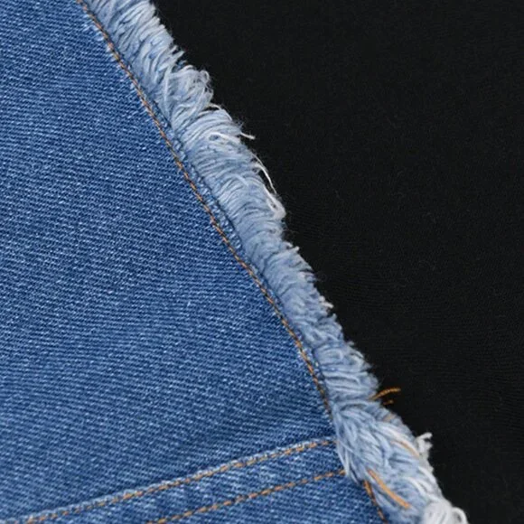 Black Casual Women's Valentine's Day Denim Patchwork Sweatshirt - Picture 7 of 9